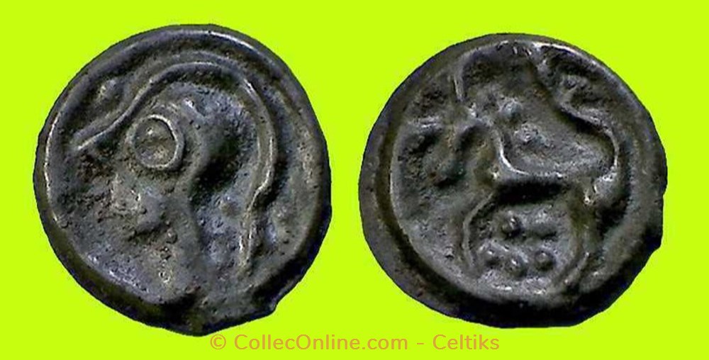 potin à la tête casquée et à la rosace monnaies antiques celtes potin a la tete casquee et a la rosace