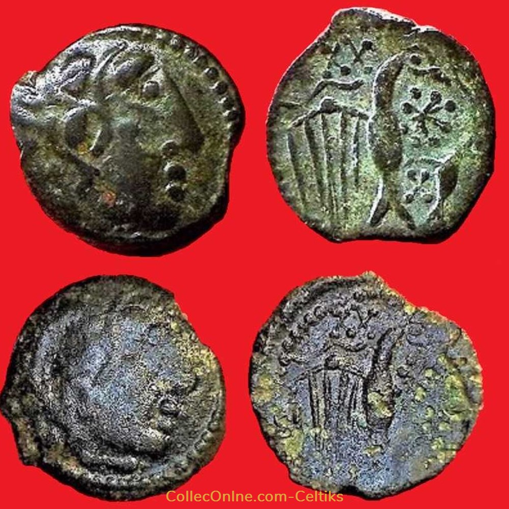 bronze à l'aigle et aux croix * monnaies antiques celtes bronze a aigle et aux croix