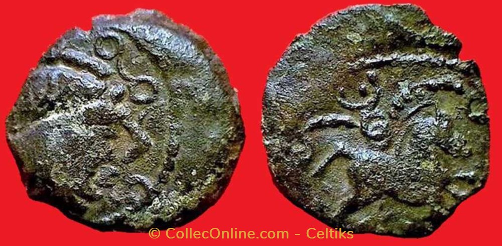 bronze à la tête casquée et au cheval monnaies antiques celtes bronze a la tete casquee et au cheval