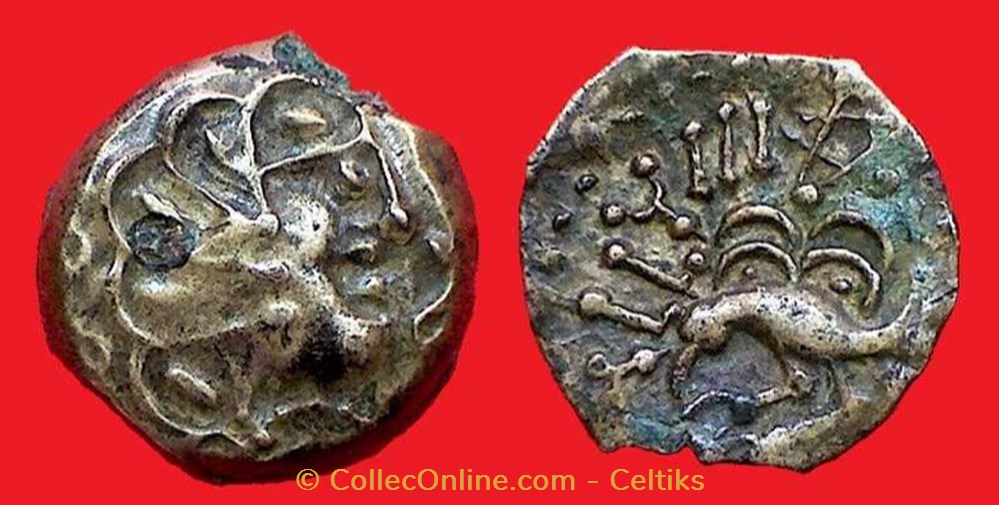 bronze à l'oiseau - classe 7b var monnaies antiques celtes bronze a oiseau classe 7b var