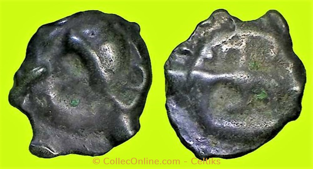 potin au taureau et au lys - b monnaies antiques celtes potin au taureau et au lys b