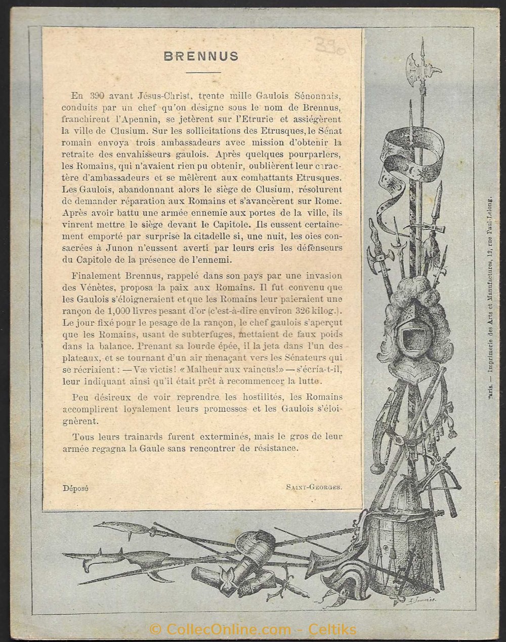 protège cahier - BRENNUS documents anciens buvards cahiers illustres protege cahier brennus