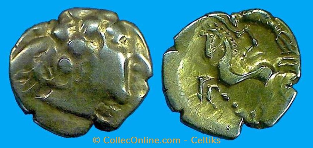 quart de statère à l'aurige à gauche monnaies antiques celtes quart de statere a aurige a gauche