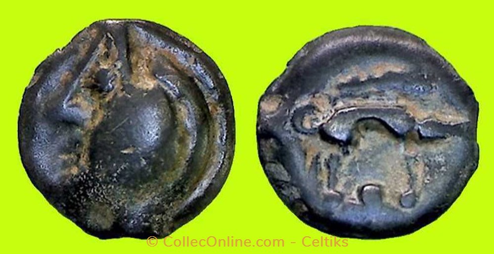 potin à la tête réaliste et au sanglier monnaies antiques celtes potin a la tete realiste et au sanglier