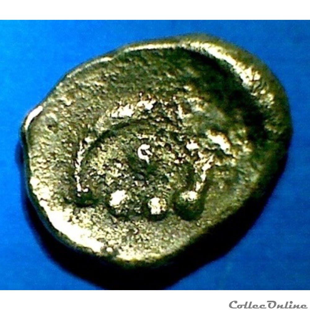 quart de statère à l'oiseau et au torque monnaie antique gauloise quart de statere a oiseau et au torque