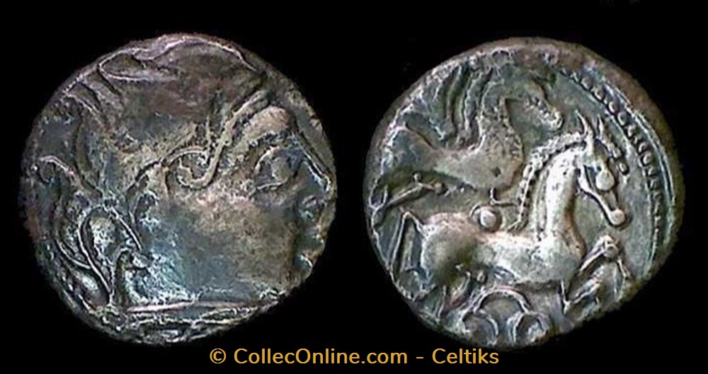 monnaies antiques celtes drachme aux deux chevaux et au fleuron