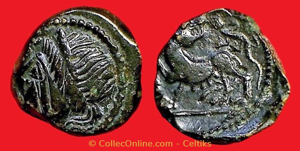 monnaies antiques celtes bronze pixtilos a la louve et au lezard
