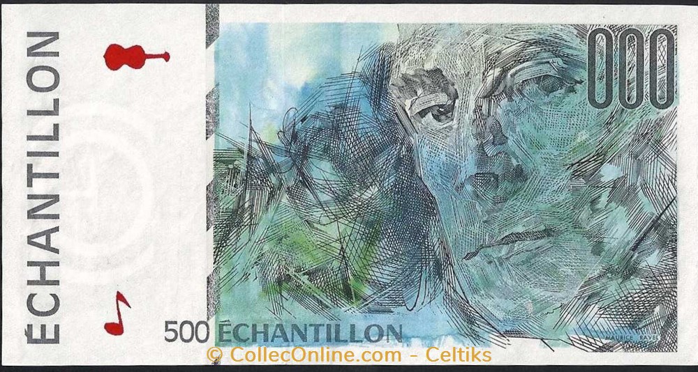échantillon 500 francs RAVEL billets europe france echantillon 500 francs ravel