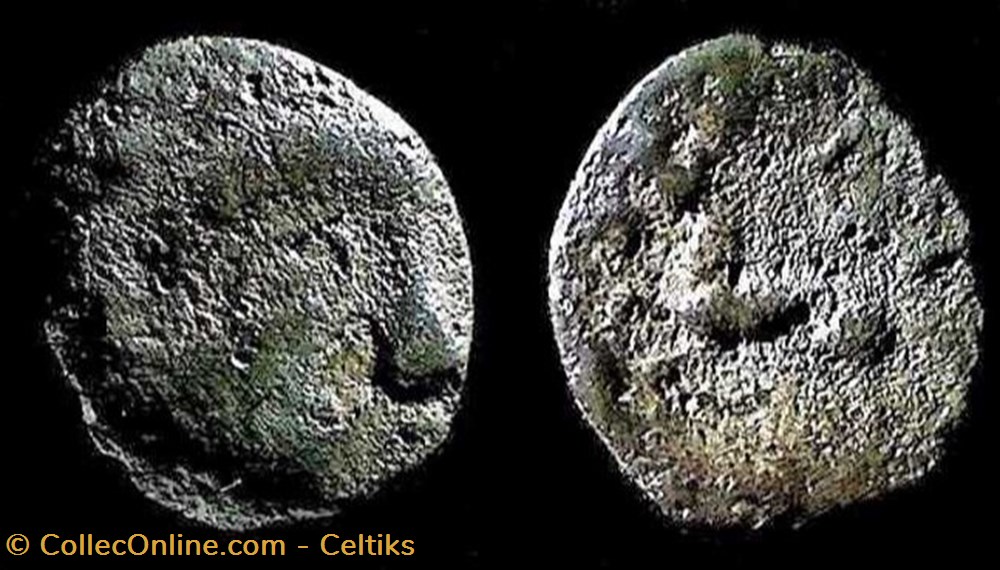 monnaies antiques celtes fraction a la petite tete au dessus du cheval