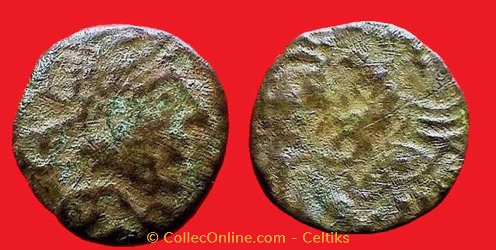 bronze au coq à la tête bouletée monnaies antiques celtes bronze au coq a la tete bouletee