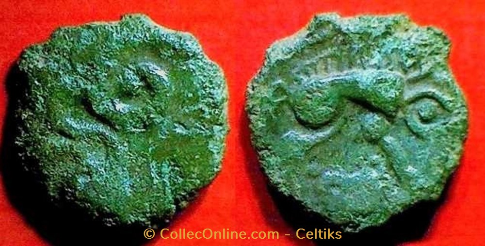 CALETES - bronze au monstre enroulé monnaie antique av jc ap gauloise caletes bronze au monstre enroule
