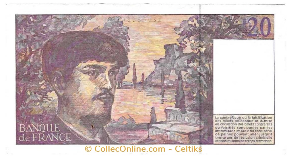 20 francs ( DEBUSSY ) type 1980 modifié billets europe france 20 francs debussy type 1980 modifie