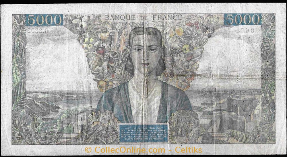 5000 francs ( empire FRANCAIS ) - type 1942 billets europe france 5000 francs empire francais type 1942