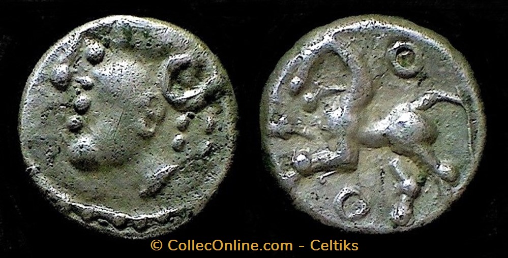 denier à la tête casquée - type 1b monnaies antiques celtes denier a la tete casquee type 1b
