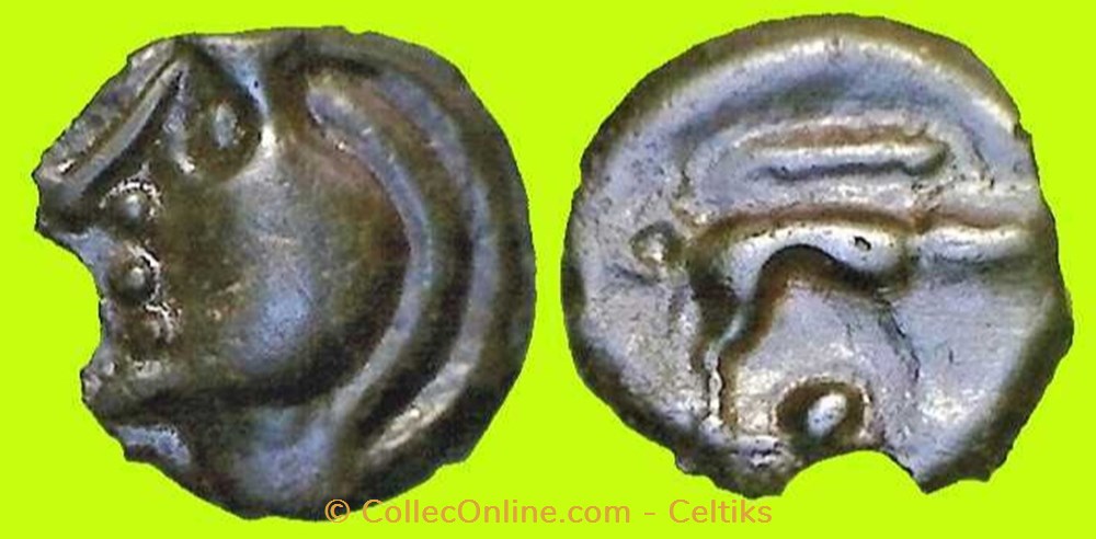 potin à la tête réaliste et au sanglier monnaies antiques celtes potin a la tete realiste et au sanglier