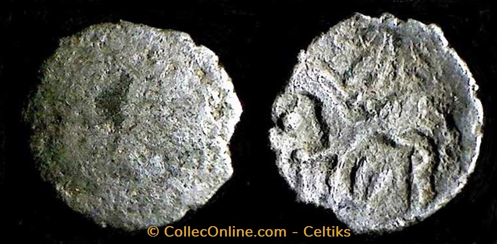 monnaies antiques celtes fraction au cheval et a la petite tete