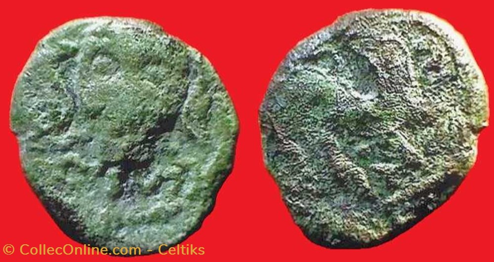 bronze à la tête humaine de face monnaies antiques celtes bronze a la tete humaine de face