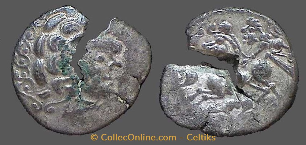 AULERQUES DIABLINTES - statère de billon au personnage allongé monnaies antiques celtes aulerques diablintes statere de billon au personnage allonge