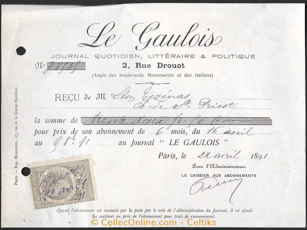 facture - LE GAULOIS documents anciens factures commerciaux facture le gaulois