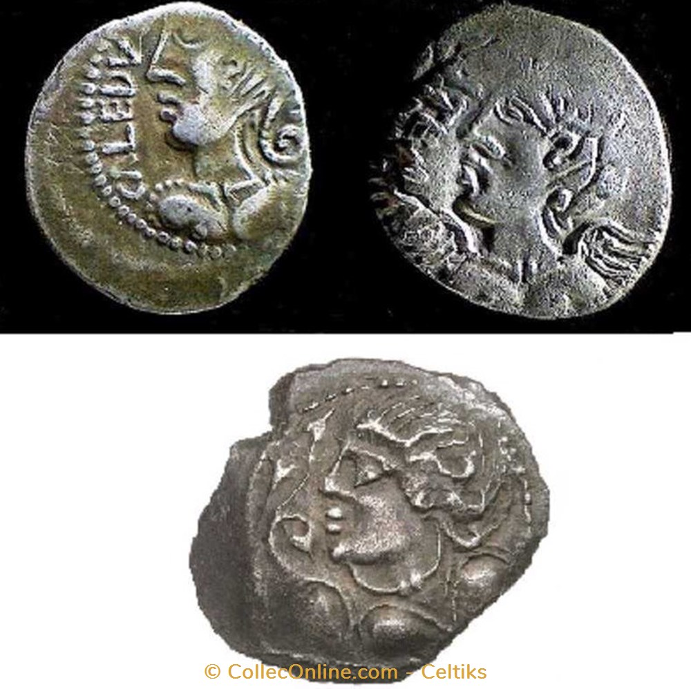 fraction au cavalier - d * 3 monnaies antiques celtes fraction au cavalier d