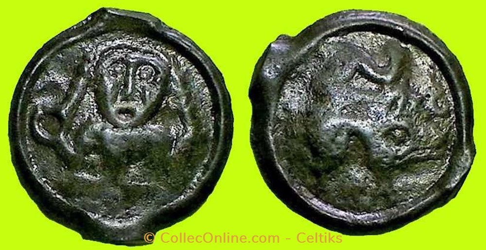 potin au personnage de face - a monnaies antiques celtes potin au personnage de face a