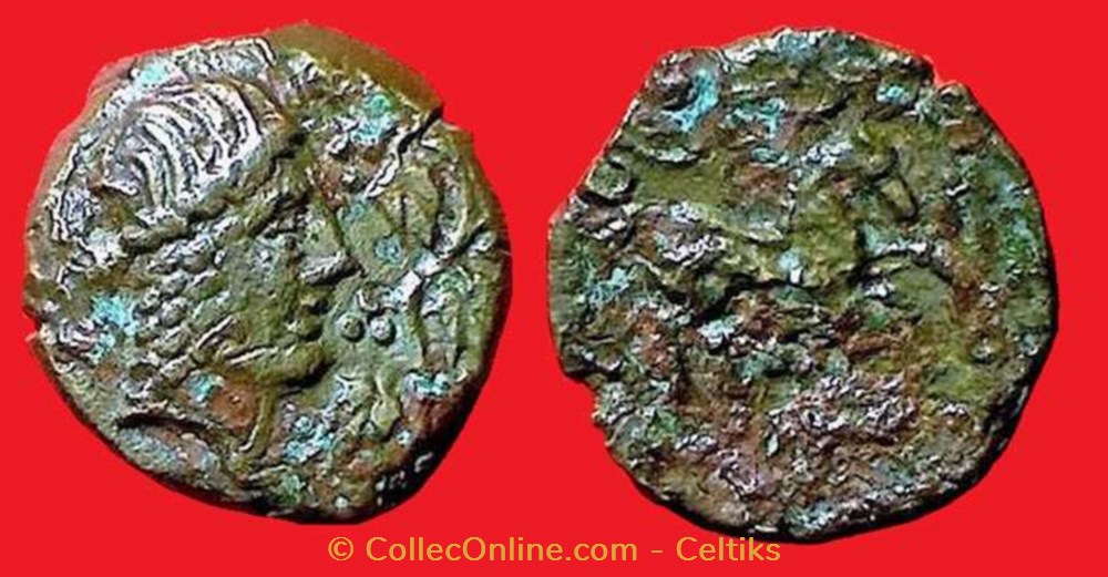 bronze à la tête et au sarment de vigne monnaies antiques celtes bronze a la tete et au sarment de vigne
