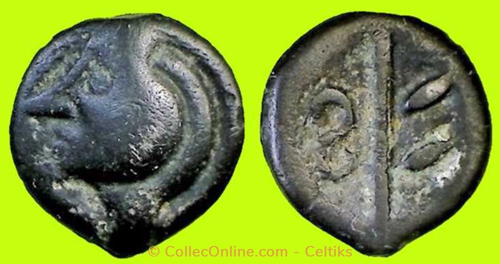 potin aux chevrons ( deux ) monnaies antiques celtes potin aux chevrons deux