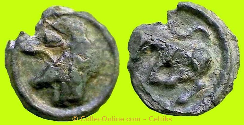 potin à la tête diabolique - cl 1 a var monnaies antiques celtes potin a la tete diabolique cl 1 a var
