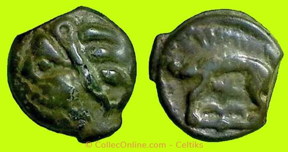 potin à la tête d'indien - cl 1 b monnaies antiques celtes potin a la tete indien cl 1 b