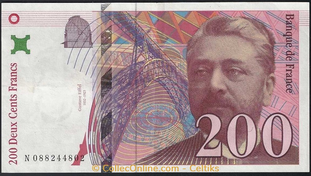 200 francs ( EIFFEL ) - type 1995 billets europe france 200 francs eiffel type 1995