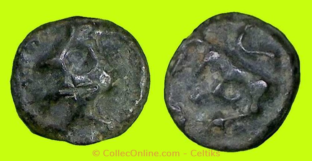 potin à la tête diabolique - cl 2 monnaies antiques celtes potin a la tete diabolique cl 2
