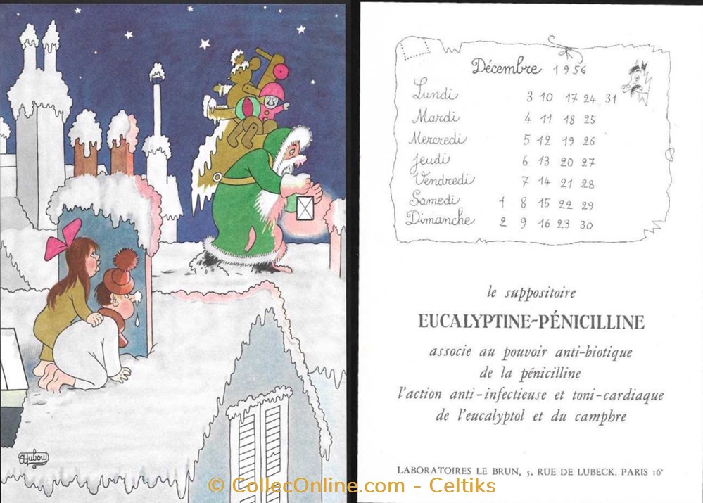 laboratoire LE BRUN 1956 - DUBOUT c 4 objets publicitaires laboratoire le brun 1956 dubout c