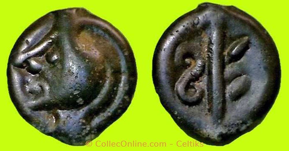 potin aux chevrons ( deux ) monnaies antiques celtes potin aux chevrons deux