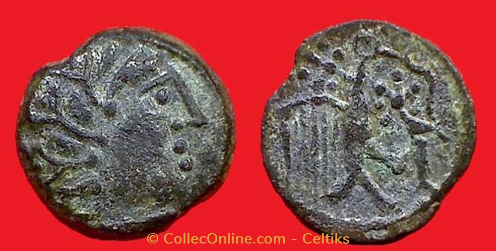 bronze à l'aigle et à l'aiglon - b monnaies antiques celtes bronze a aigle et a aiglon b
