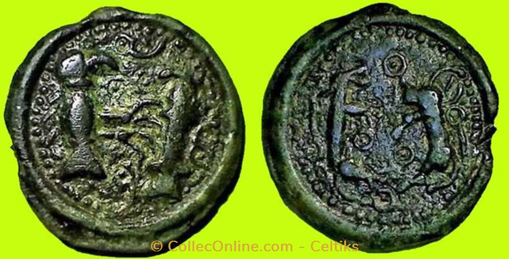 potin à l'oiseau et au poisson et animaux affrontés monnaies antiques celtes potin a oiseau et au poisson et animaux affrontes