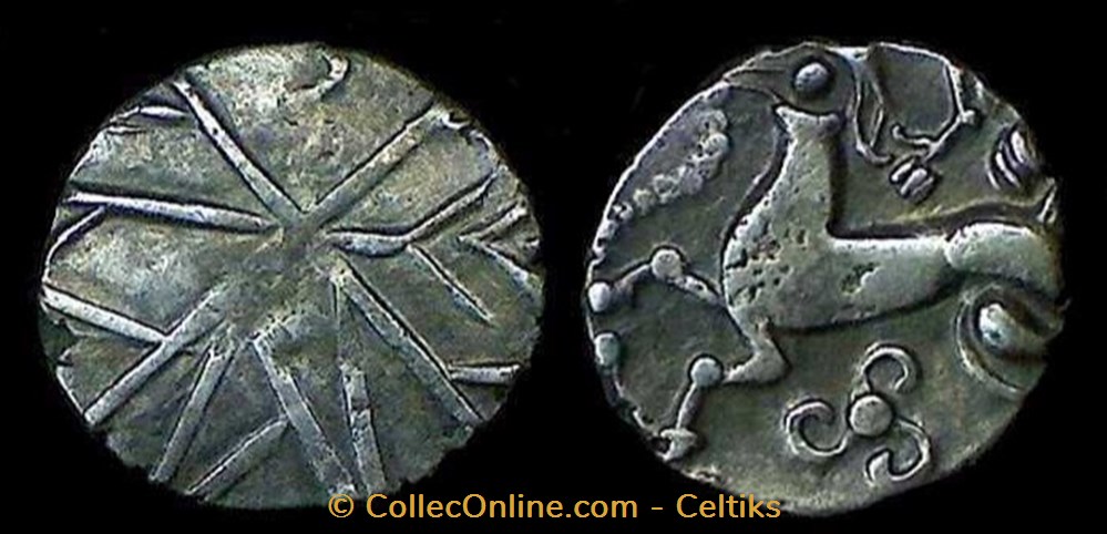 drachme aux lignes entremêlées revers à l'aurige - a monnaies antiques celtes drachme aux lignes entremelees revers a aurige a
