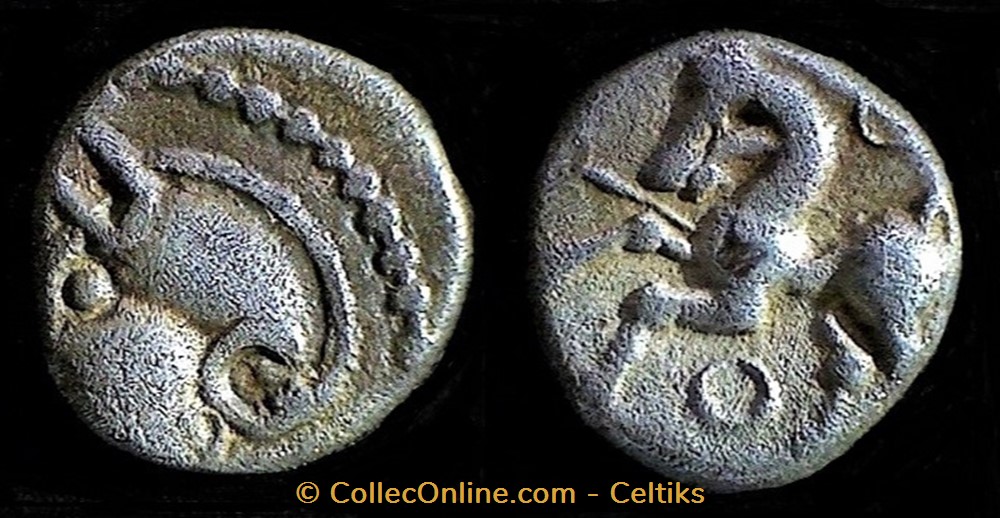 denier à la tête casquée - type 1 monnaies antiques celtes denier a la tete casquee type 1