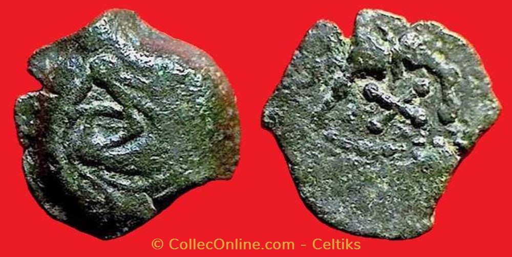 bronze au loup et au pégase au X * monnaies antiques celtes bronze au loup et au pegase au x