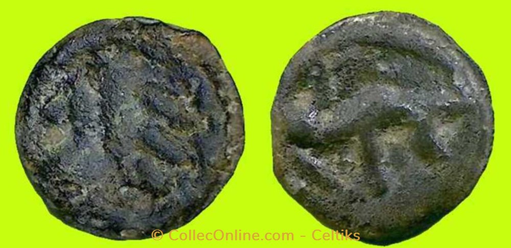 potin aux trois mèches étirées et au taureau chargeant monnaies antiques celtes potin aux trois meches etirees et au taureau chargeant