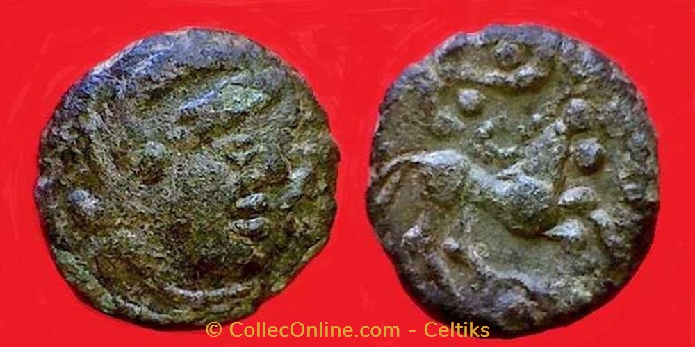 monnaies antiques celtes bronze a la tete casquee et au cheval