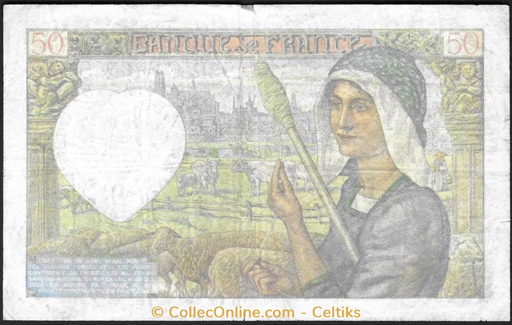 50 francs ( JACQUES COEUR ) - type 1941 billets europe france 50 francs jacques coeur type 1941