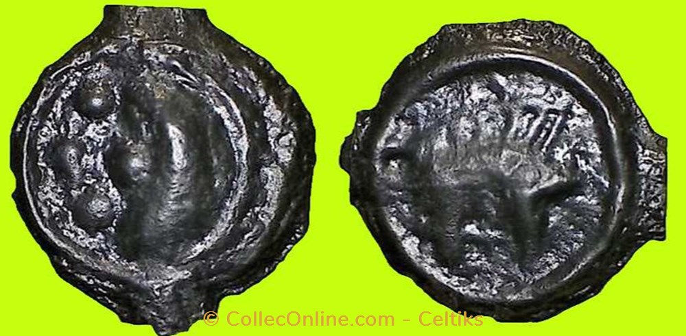 potin au sanglier et à la croisette * monnaies antiques celtes potin au sanglier et a la croisette