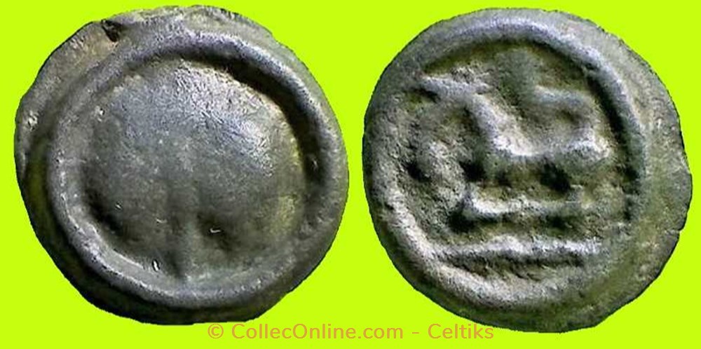 potin au Y et animal courant monnaies antiques celtes potin au y et animal courant