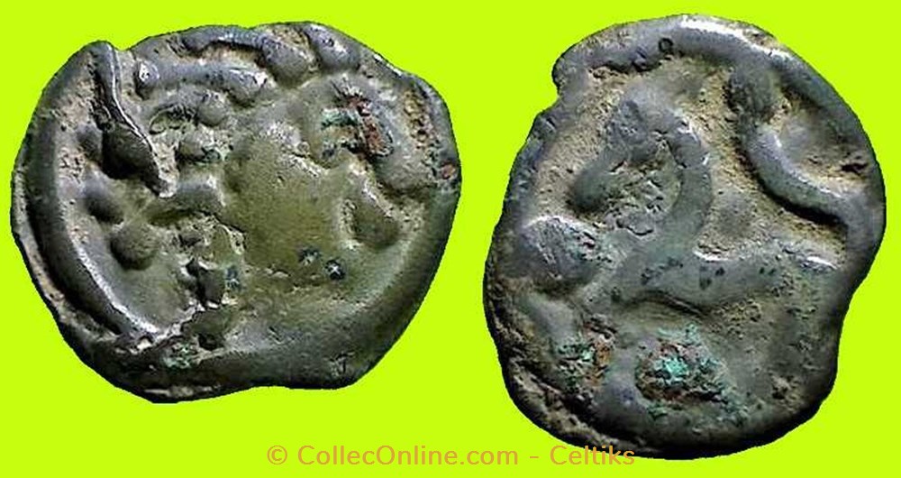 potin à la tête d'indien * monnaies antiques celtes potin a la tete indien