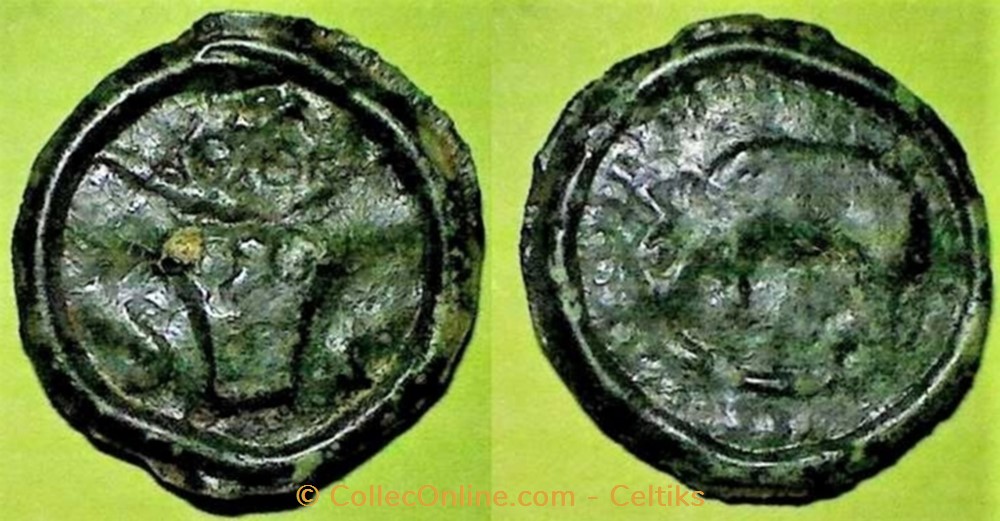 potin au bucrane et animal à gauche monnaie antique av jc ap gauloise potin au bucrane et animal a gauche