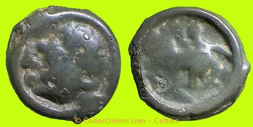 monnaies antiques celtes potin au long cou et au visage realiste
