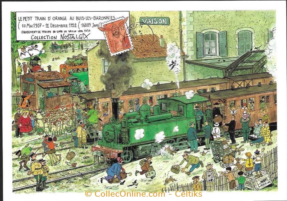 cartes postales europe france jean marcellin le petit train orange vaison buis les baronnies