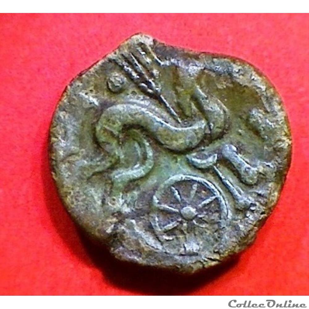 série 460B DT 2488 bronze LIXOVIATIS au cheval et à la rouelle monnaie antique gauloise serie 460b dt 2488 bronze lixoviatis au cheval et a la rouelle