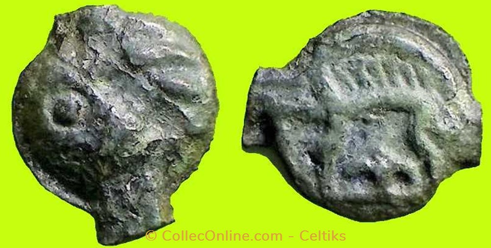 potin à la tête d'indien - cl 1 j monnaies antiques celtes potin a la tete indien cl 1 j