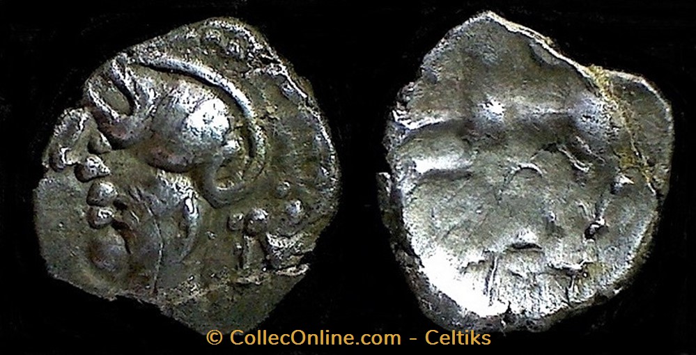 denier à la tête casquée - type 1b monnaies antiques celtes denier a la tete casquee type 1b